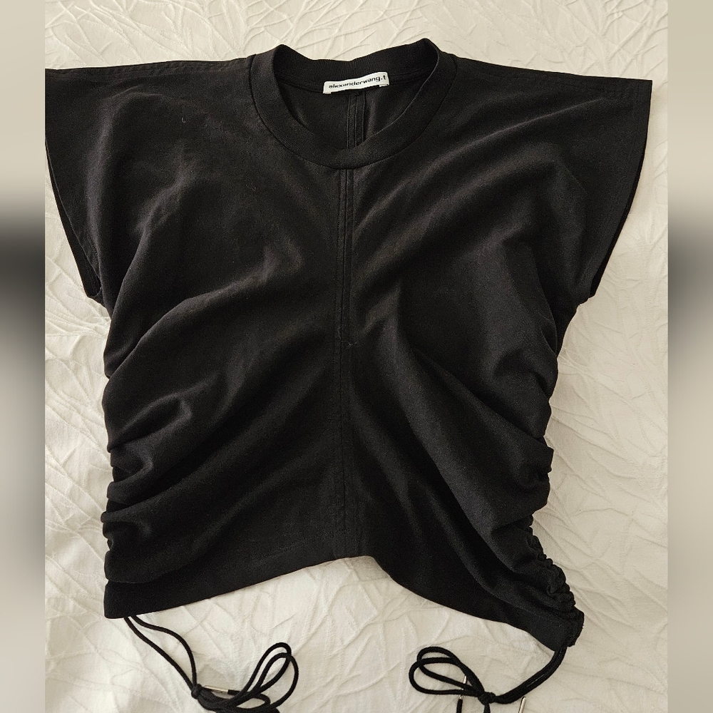 Alexander Wang Black Ruched Muscle Tee